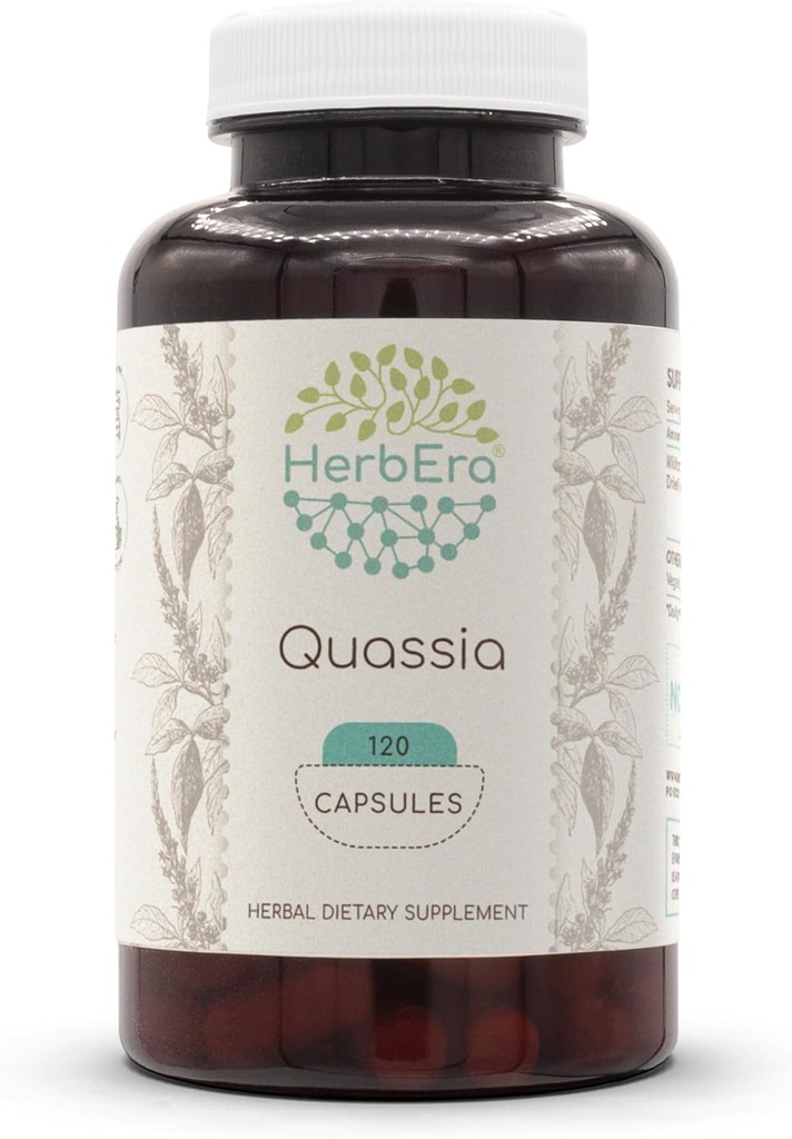 HerbEra Quassia 120 Capsules, 500 mg, Wildcrafted Quassia (Quassia Amara) Gedroogde Bast (120 capsules)