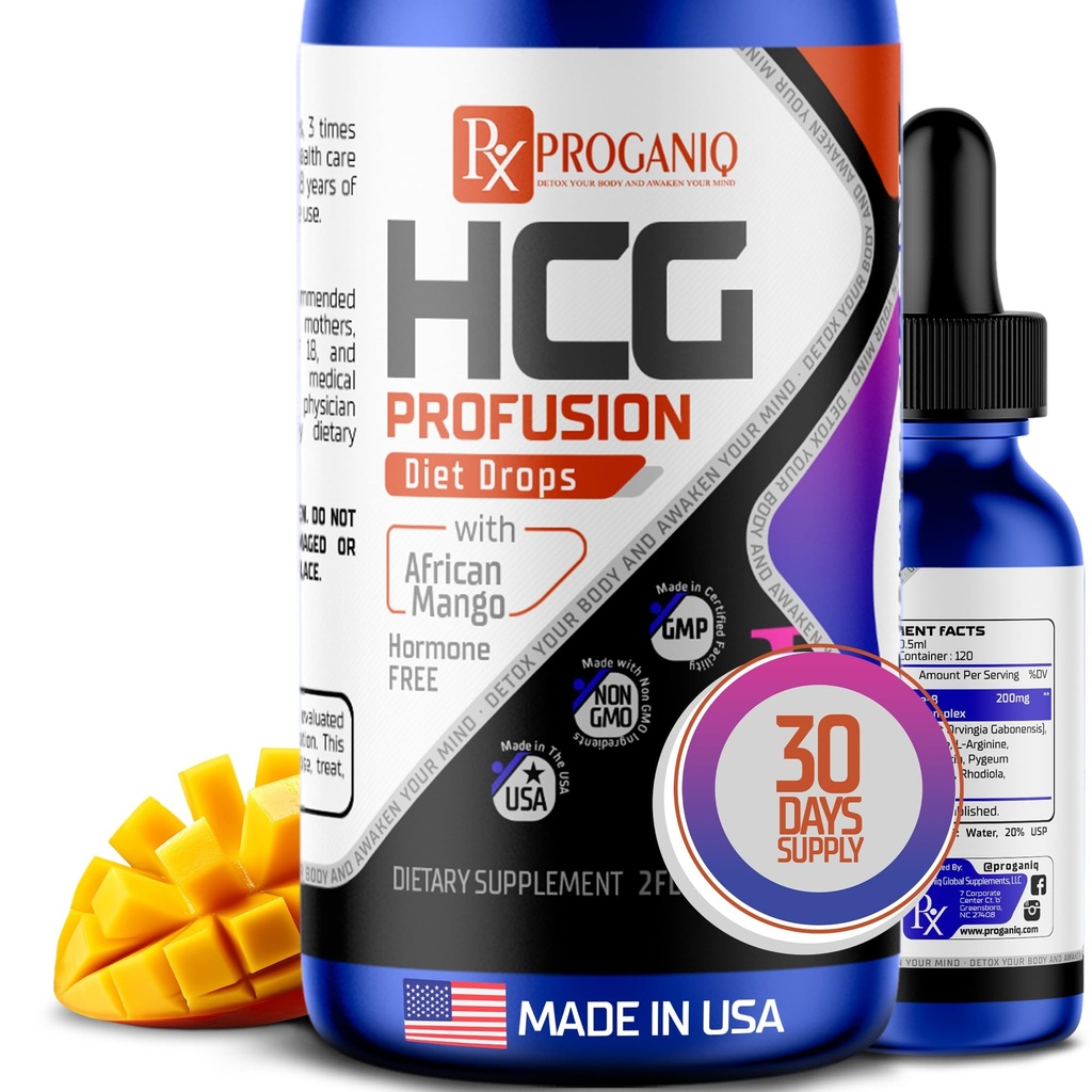 African Mango Extract Drops for Weight Loss – Liquid Appetite Control Support – Natural Fat Burner Formula – Proganiq Herbal Drops