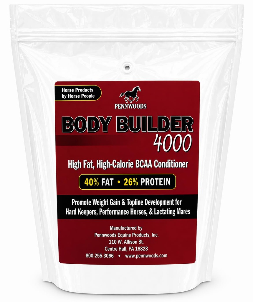 Pennwoods Body Builder 4000, Horse Weight Gain Supplement, hoog vet en energie Paard gewicht Builder met Body Conditioning Paard Vitaminen, Verbetert Hoef Kwaliteit - 25 LB Bag