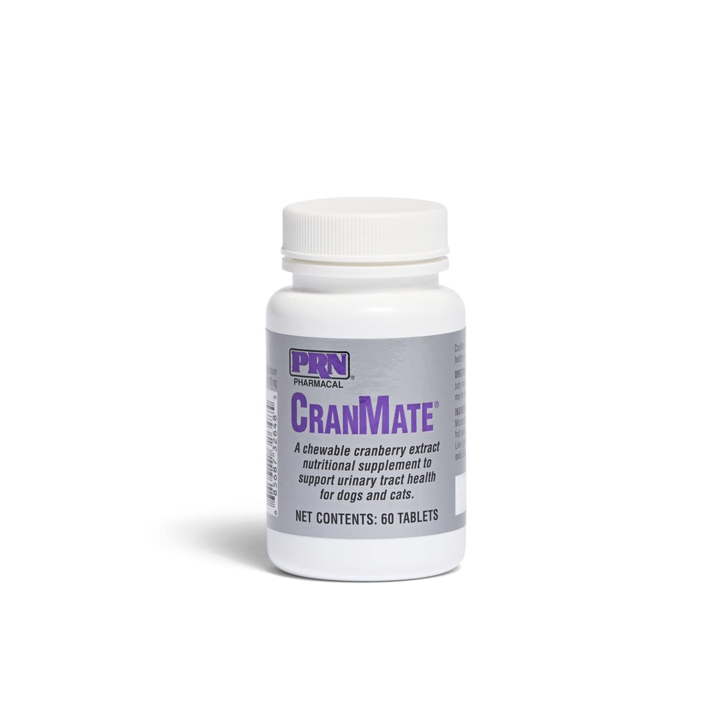 PRN Pharmacal CranMate Cranberry Supplement - Kauwbare Cranberry Extract voedingssupplementen voor honden en katten - Cranberry Urinary Tract Health - 60 Kauwtabbladen