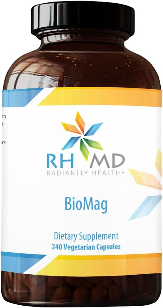 RHMD BioMag - 360mg chelated Magnesium Supplement - Highly Bio available Mag to Support Energy, Bone Health + Muscle Recovery - (240 Vegetarian Capsules)
