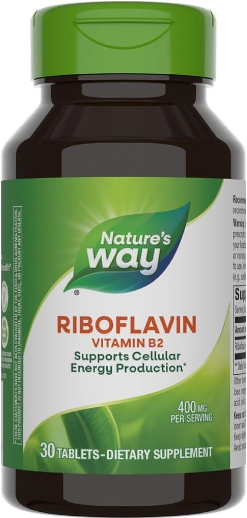 Nature's Way Riboflavine Vitamine B2, 400 mg per portie, Verpakking van 3