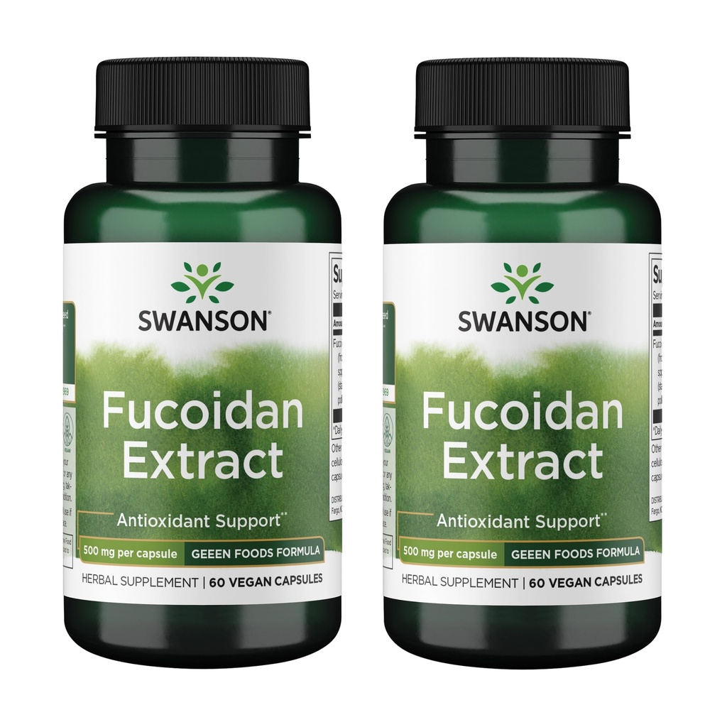 Swanson Maximale sterkte Fucoïdan Extract - Herbal Supplement Promoting Immune System Function - Natural Formula Supporting Overall Health - (60 Veggie Capsules, 500mg Elk) (2 Pack)