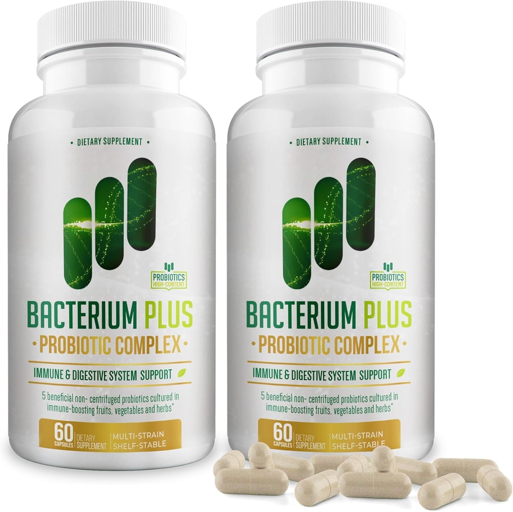 Bacterium Plus, Natuurlijk Product, Immuun Systeem Ondersteuning, Gepatenteerde Formule, Origineel Product - 120 Telling - Verpakking van 2