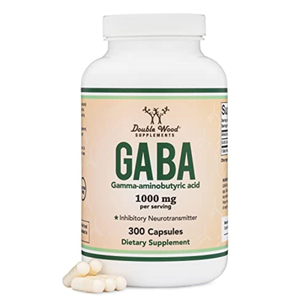 GABA supplement (300 capsules, 1000 mg per portie) bevordert rust, ontspanning en ondersteuning slaap (Vegan Safe, Glutenvrij, Non-GMO)(Gamma aminoboterzuur) door dubbel hout
