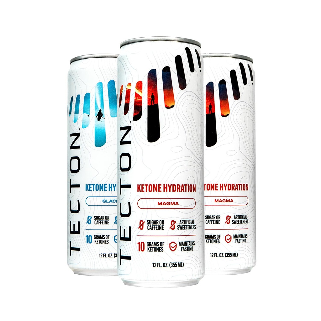 Tecton Ketone Ester- 10g BHB Ketone Ester/Serving, Patented Nature Identical Ketones - Sugar-Free, Variety Pack (2 Glacier, 2 Magma), Stimulant-Free