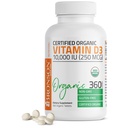 Bronson Vitamine D3 10.000 IE (250 mcg) Gecertificeerde Organische Hoge Potentie Non-GMO Vitamine D Supplement, 360 tabletten