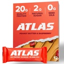 Atlas Proteine Bar, 20g Proteïne, 1g Suiker, Clean Ingrediënten, Glutenvrij (Chocolade Variëteit, 12 Tellen (verpakking 1))