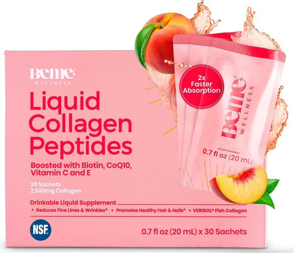 BeMe BeRadiant Liquid Collageen Peptide for Hair, Skin & Nails with 2X Faster Absaturation 