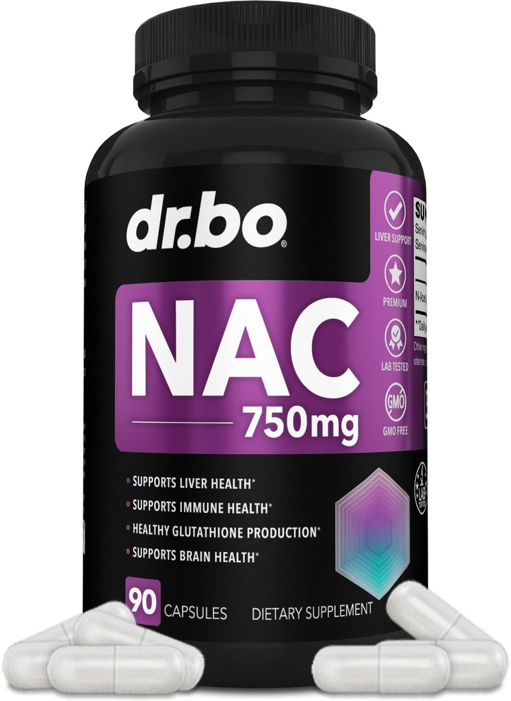 NAC Supplement N-Acetyl Cysteine Pillen - 750 mg N acetaat Cysteine Pure Vitamin Capsule - Dagelijkse lever Ondersteuning Formule voor Long Reiniging Gezondheid, Nieren Detox, Hersenen en Ademhalingssupplementen - 90 capsules