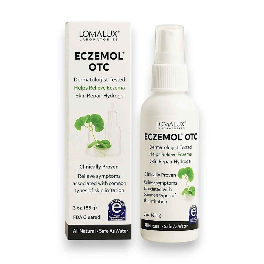 Loma Lux Nieuw Eczemol OTC Spray Natural & No Sting Hypochlorous voor eczeem, wonden, brandwonden, snijwonden, huidirritatie, stralingsdermatitis, zonnebrand, jeukende huid, voor kinderen en volwassenen