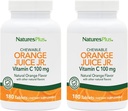 NaturesPlus Orange Juice Jr. - Verpakking van 2, 180 Kauwtabletten - 100 mg Vitamine C - Vegetarisch, Glutenvrij - 360 Totaal porties