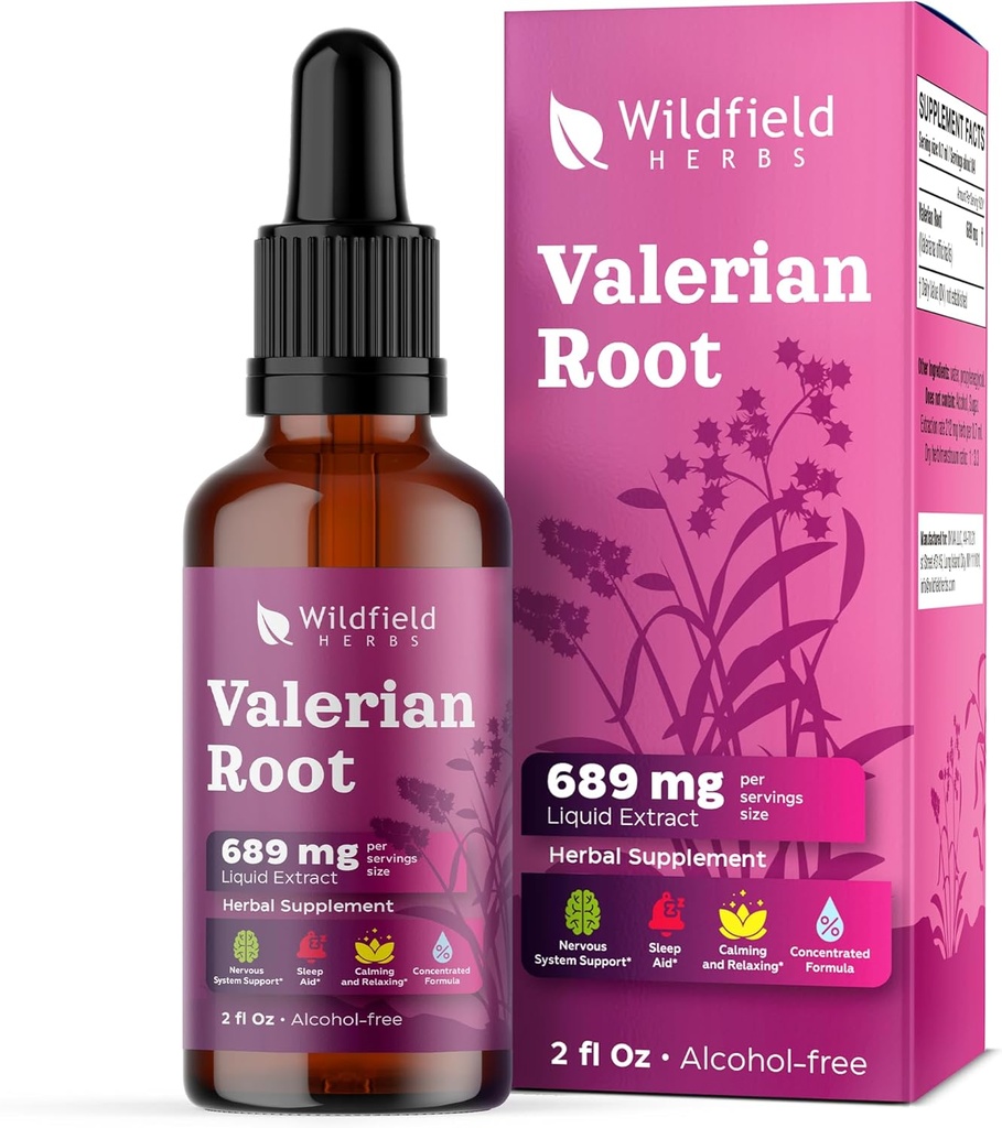 Valeriaan Root Extract Drops 1000mg (Valeriana officinalis) Kruidensupplement Absorbeert beter dan capsules, 2 maanden supply, 84 porties, alcoholvrije tinctuur - 2 Oz, verpakking van 1