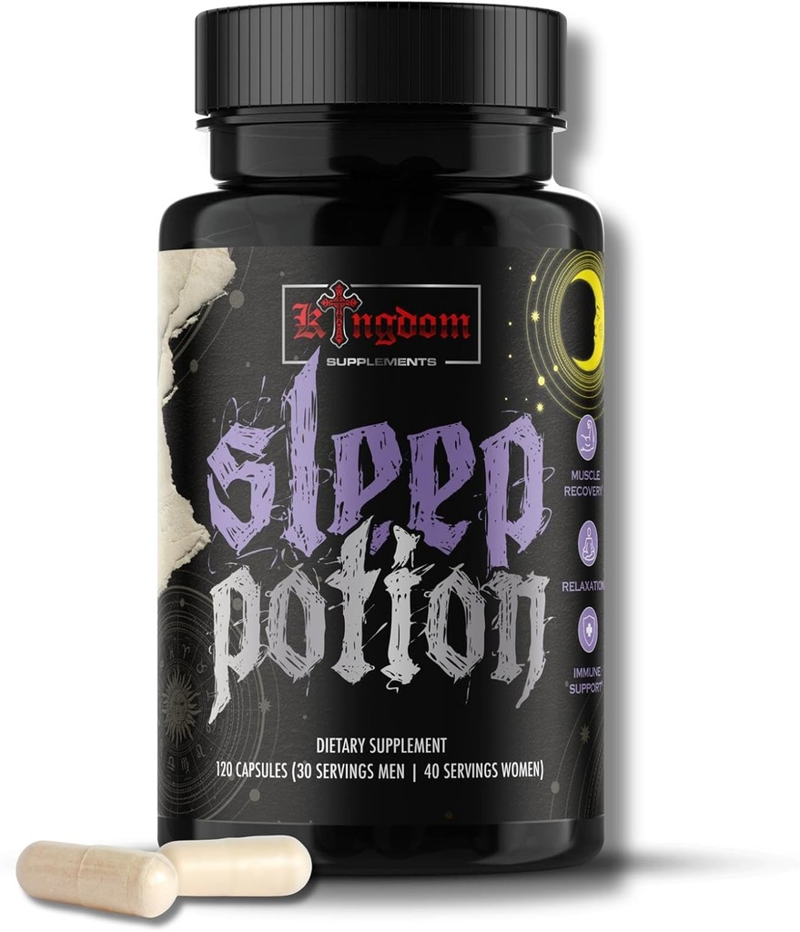 Slaapdrank, melatoninevrije slaapsteun Capsules 120 Tel, Magnesium Glycinate L-Theanine Zink Glycinate kamille Jujube Zaad Lemon Balsem, 30 tot 40 Serveren, Glutenvrij