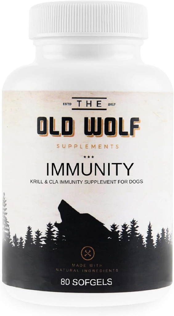 Immuniteit (Pack Leader) 8 in 1 Multivitaminen: essentiële hondenvitaminen, Probiotica voor honden om de algehele gezondheid te verbeteren, vitamine voor huid & jas en immuun gezondheid - Krill & CLA 80 zachte gels