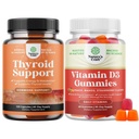 Bundle of Herbal Thyroid Support - Krachtige Kelp Iodine met L Tyrosine, Bladderwrack, Selenium & Pure Ashwagandha en vitamine D3 Gummies - Heerlijke D Volwassenen met 2000IU per portie voor botspieren