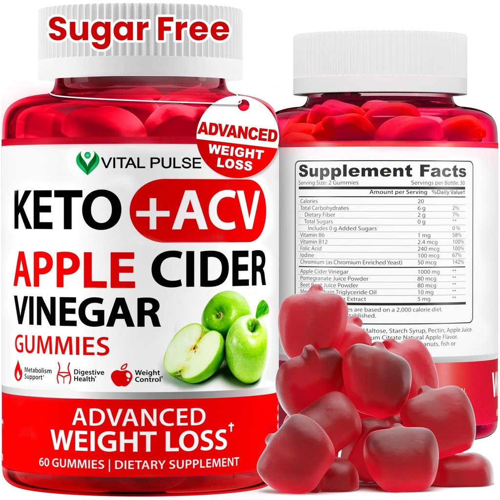 Keto ACV Gummies Geavanceerd gewichtsverlies - Suikervrije ACV Keto Gummies - Gummy Supplement voor vrouwen en mannen - Detox - Apple Cider Vinegar - Apple Flavor