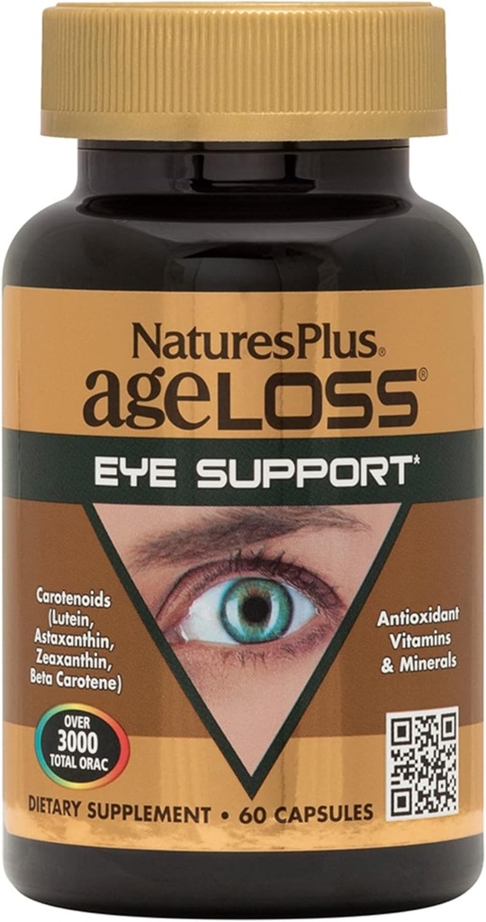 Natures Plus AgeLoss Eye Support - 60 capsules - met luteïne, astaxanthine & zeaxanthine - vegetarisch, glutenvrij - 30 porties
