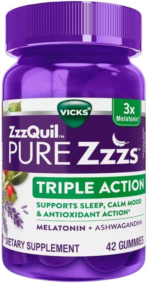 ZzzQuil Pure Zzzs Triple Action Gummy Melatonine Sleep Supplement, 21 Tellen (pakket van 2,0) 42,0 Tellen
