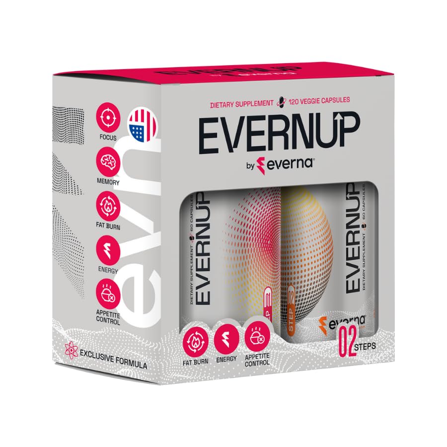 EVERNUP (2 Pack) Verbeter focus en verhoog energie - Capsimax, Green Tea Extract, CoQ10 - Exclusieve formule
