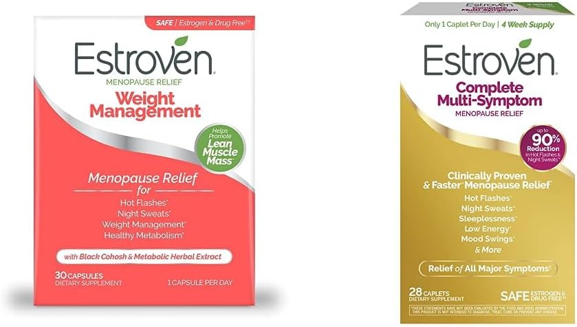 Estroven Weight Management for Menopause Relief, Provide Night Sweats & Hot Flash Relief,30 CT + Complete Multi-Symptom Menopause Supplement for Women, 28 CT, Drug-Free & Non-GMO
