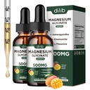 Magnesium Glycinate Liquid Drops Supplement, met Magnesium Glycinate 500mg Ashwagandha, L - Theanine, Kamille - Ondersteuning Stress Relief, Bot, Spier, Mood Mango Smaak 2Pack
