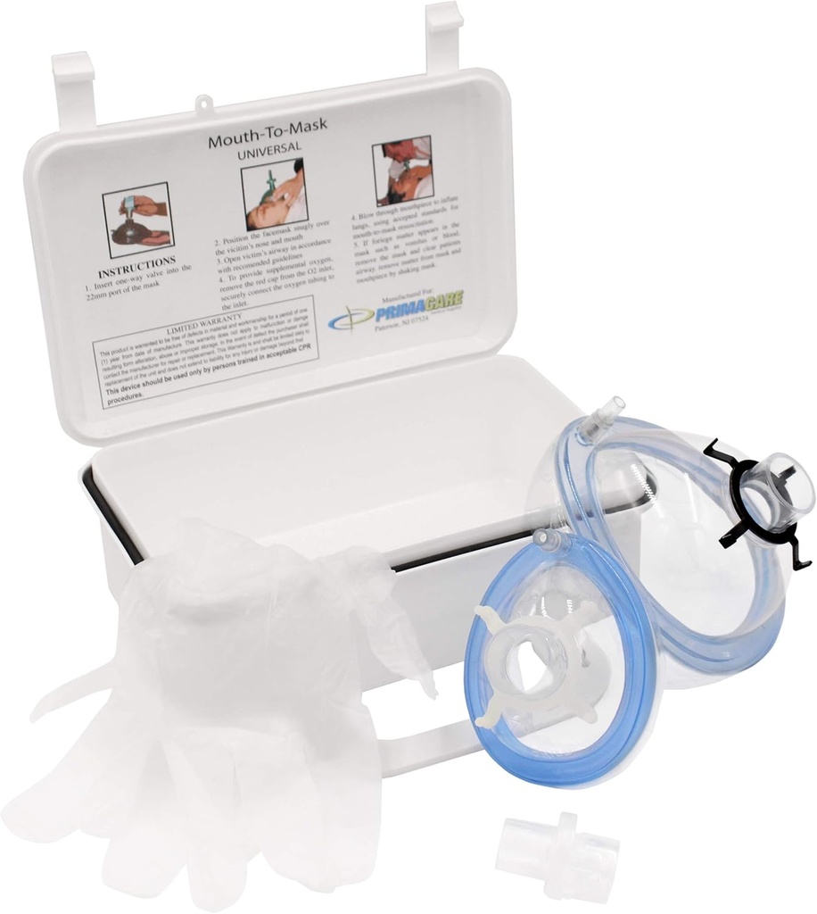 Primacare KC-1010 reanimatie Redding Masker Reanimatie Kit voor volwassen & kind met een One-Way Valve Mond aan Mond voor aanvullende zuurstof] Wandmontage / Carry Case inbegrepen