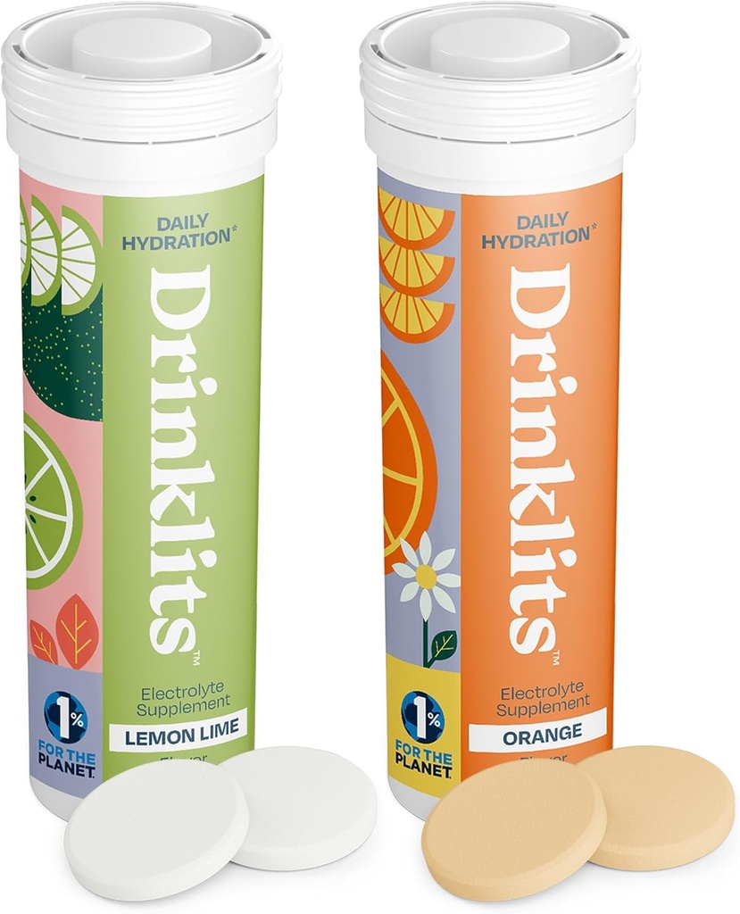 Drinklits Lemon-Lime & Orange Electrolyte Tablets (2) Tube Bundle 