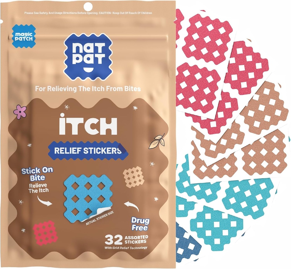NATPAT Magic Patch Itch Relief Stickers - Insect Bite Patch voor Mosquitos, Ticks, Midges, Sandflies, en Bed Bug Bites - Buzzpatch - 32 Tel.