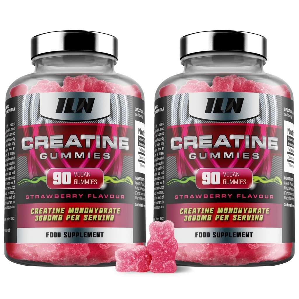 Iron Labs Nutrition Creatine Monohydraat (180 Gummy Bears) - 3600mg Per Serving - Aardbei smaak - Hoge sterkte Creatine voor mannen en vrouwen (180 Vegan Gummies)