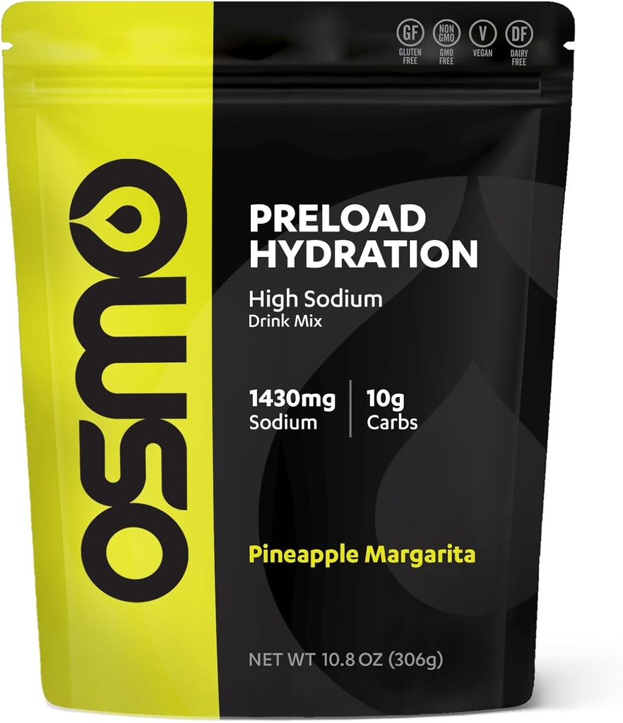 Osmo Preload Hydration Pre Workout Powder Powder Pouch - Inclusief hoog natriumbicarbonaat, Magnesium, Kalium, Carbs en Vitaminen, Cane Sugar, Beat Cramps en Dehydratie - Ananas Margarita (Pouch)