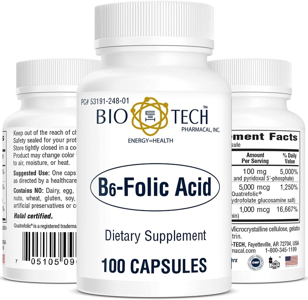 Bio-Tech Pharmacal B6-Folic Acid, 100 Capsules 