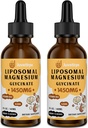 Magnesium Glycinate Liquid Drops - Liposomale Chelaat met kersensmaak voor gemakkelijke absorptie, bevordert Slaap, Mood, Intestinal & Bone Health, vermindert Stress - 60ML (2.04 Fl Oz (pakket 2))