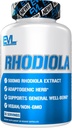 Herbal Adaptogen Rhodiola Rosea Capsules - 500mg Rhodiola Supplement for Focus Energy and Mood Support - EVL Calming Stress Supplement with Brain Focus Vitaminen for Adults - 30 Vegan Capsules