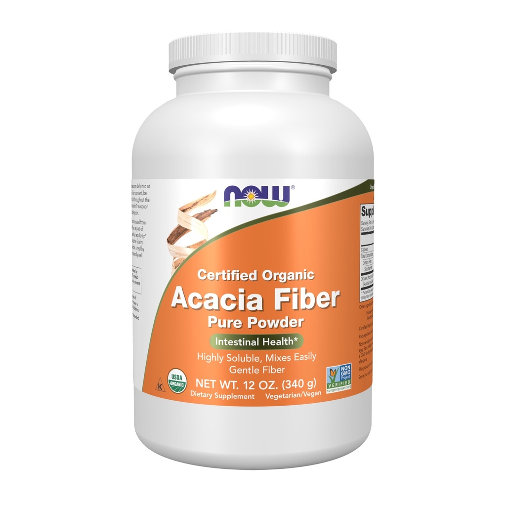 NOW Foods Supplements, Acacia Pure Powder, Certified Organic, Highly Soluble, Mixes Gemakkelijk, Intestinal Health*, 12-Ounce