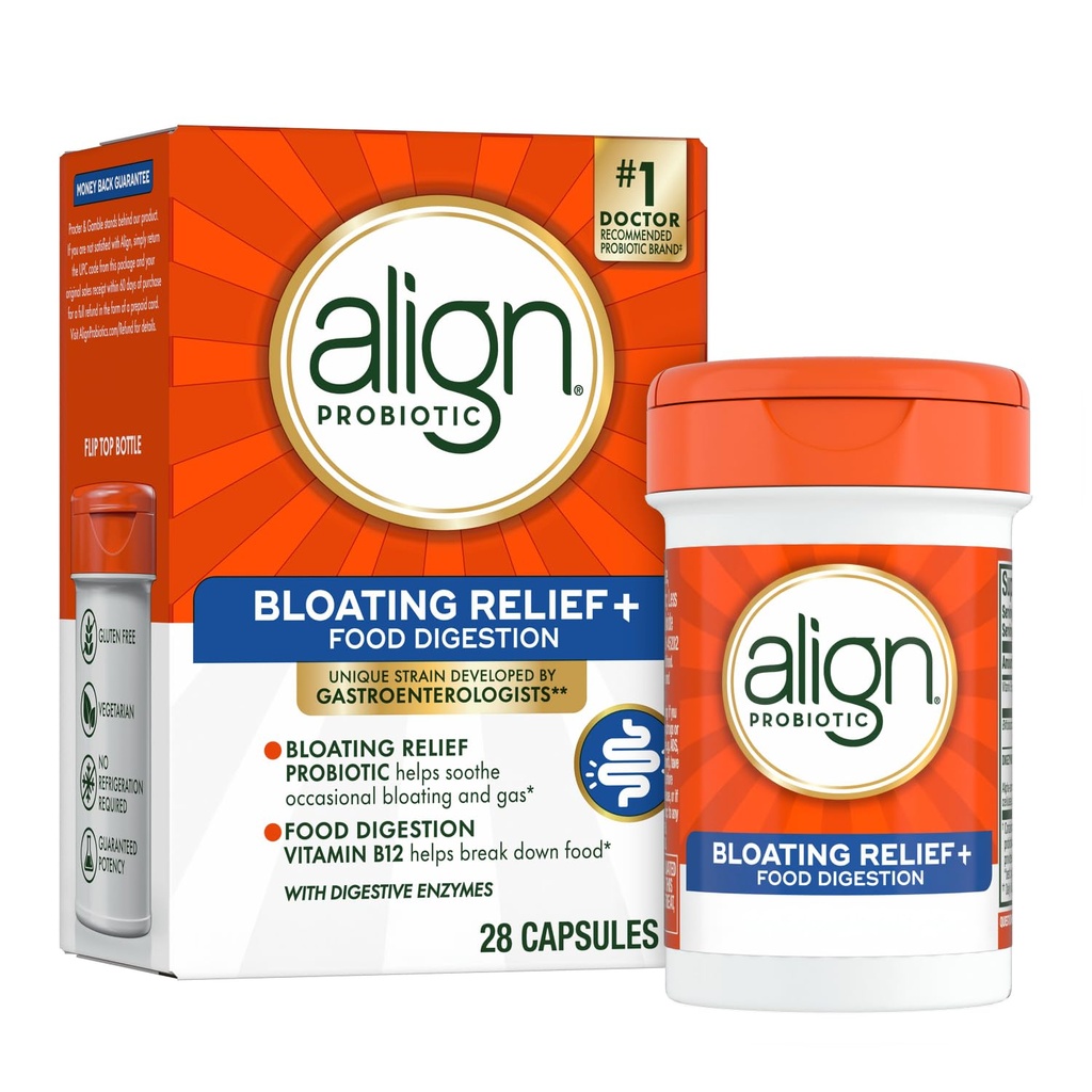Uitlijnen Probiotic Bloating Relief + Food Digestion, Probiotica voor vrouwen en mannen, #1 Doctor Aanbevolen merk