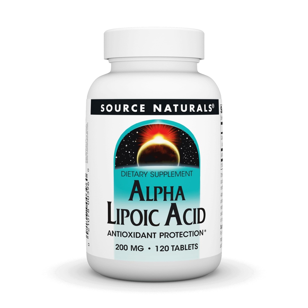 Bron Naturals Alpha Lipoïnezuur 200 mg Ondersteunt gezonde suiker Metabolisme, leverfunctie en energieopwekking - 120 tabletten
