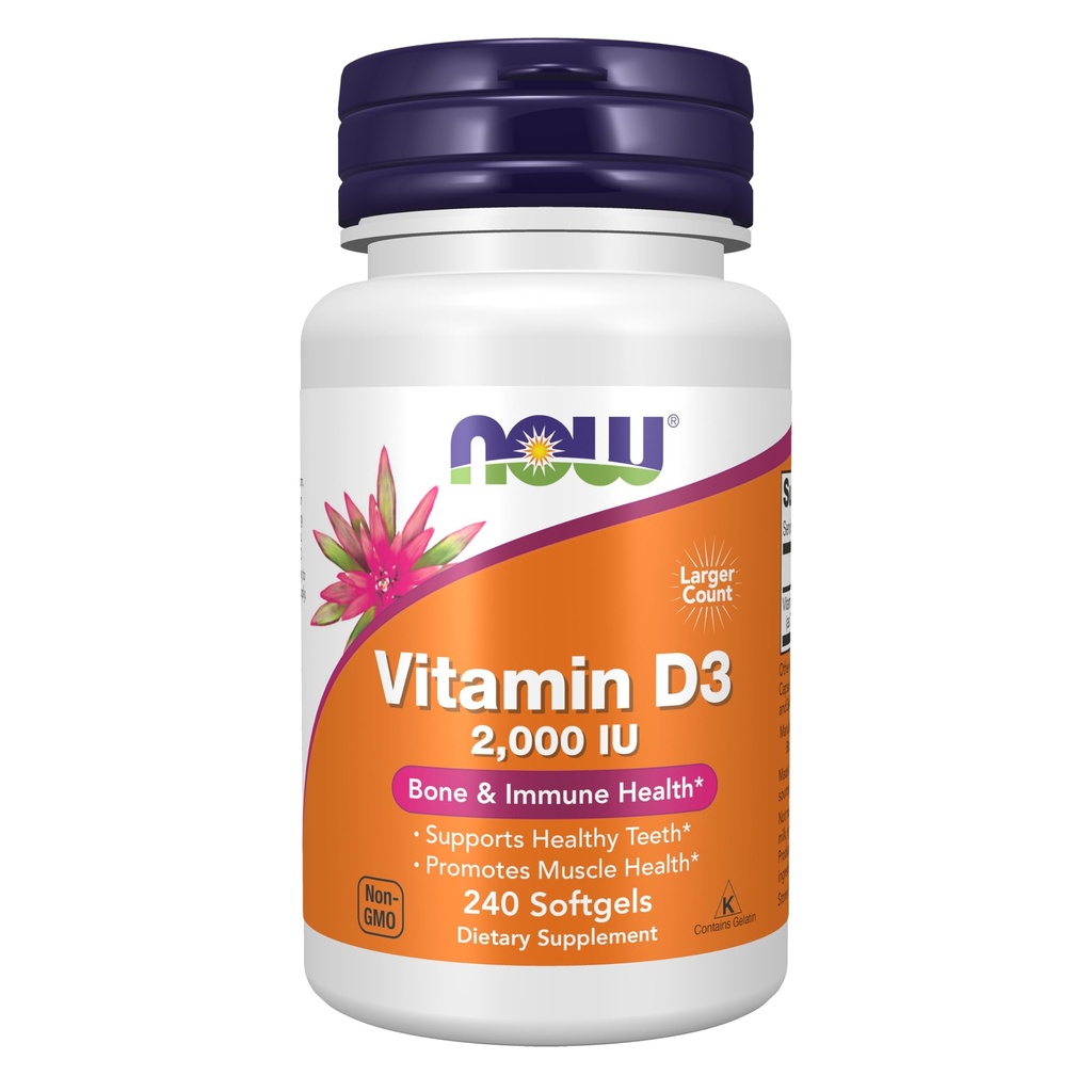 NU Voedingssupplementen, Vitamine D-3 2000 IE, Hoge Potentie, Structurele Ondersteuning*, 240 Softgels