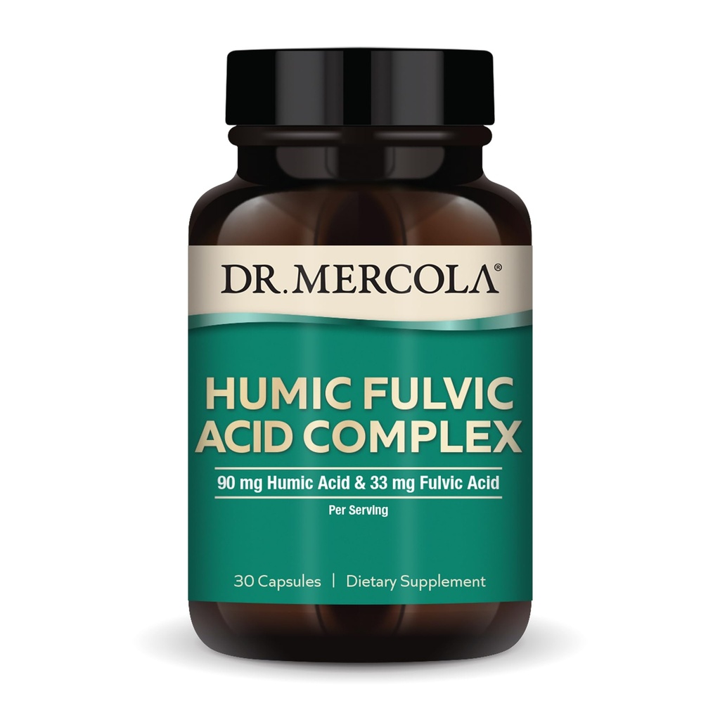 Dr. Mercola Humic Fulvic Acid Complex - Gut Health Support - Aids Occasional Bloating & Indigestion - Also Supports Immune, Brain & Cellular Health - Non-GMO & Gluten-Free - 30 Capsules (30 Servings)