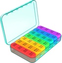 Daviky Pill Organizer 4 keer per dag, Weekly Pill Box Travel Pill Case, Daily Medicine Organizer 7 Dag, Grote Pillen Container houder om vitamines, pillen, supplementen (Cyaan)