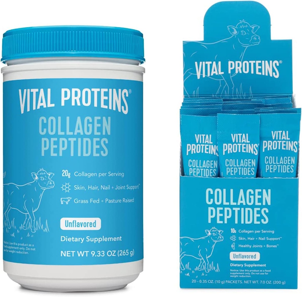 Vitale eiwitten Collageen Peptides Powder Unflavored 9.33 OZ+ 20 Count Stick Pack