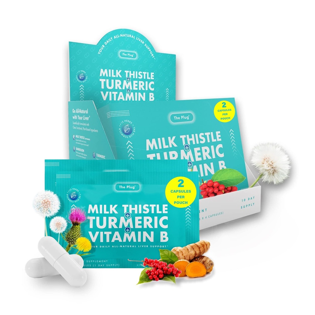 De Plug Lever Reiniging Detox & Repair Pillen - Melkdistel Lever Detox - Vet Lever Ondersteuning Supplement - 20 Kruiden Lever Capsules, Kurkuma & Vitamine B voor gezond spijsverterings- en immuunsysteem