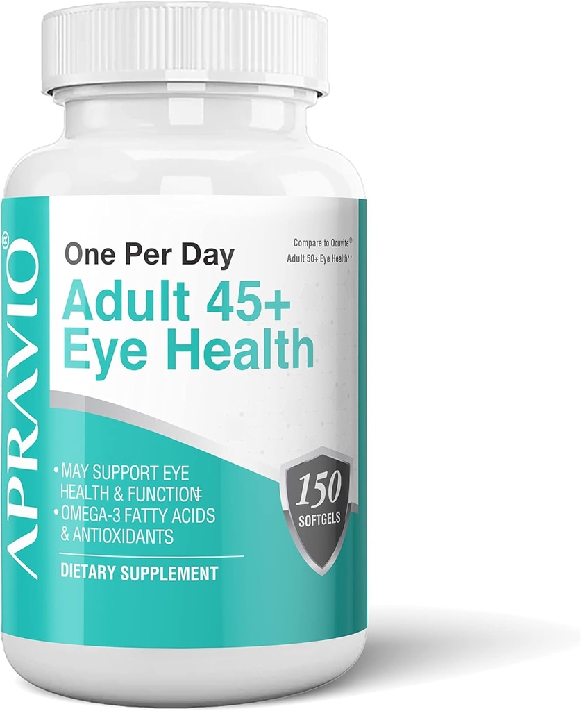 Volwassenen 45+ Ooggezondheid Oogvitaminen w/Vitamine C, Vitamine E, Zink, Koper, & Omega-3 Vetzuren voor Vision Health & Eye Protection, 150 Softgels