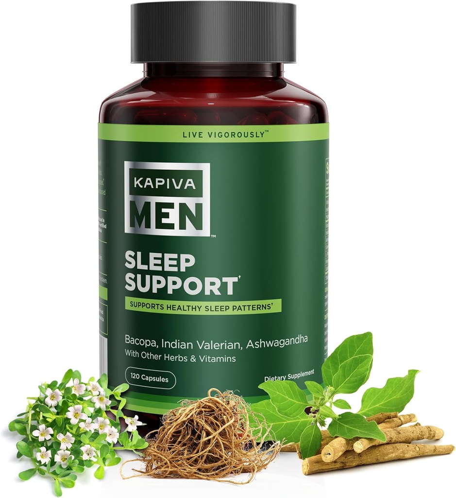 Slaapondersteuning supplement met Bacopa, Valeriaan, Ashwagandha, en andere kruiden en vitaminen, ondersteunt gezonde slaappatronen, 60 dagen levering, 120 capsules