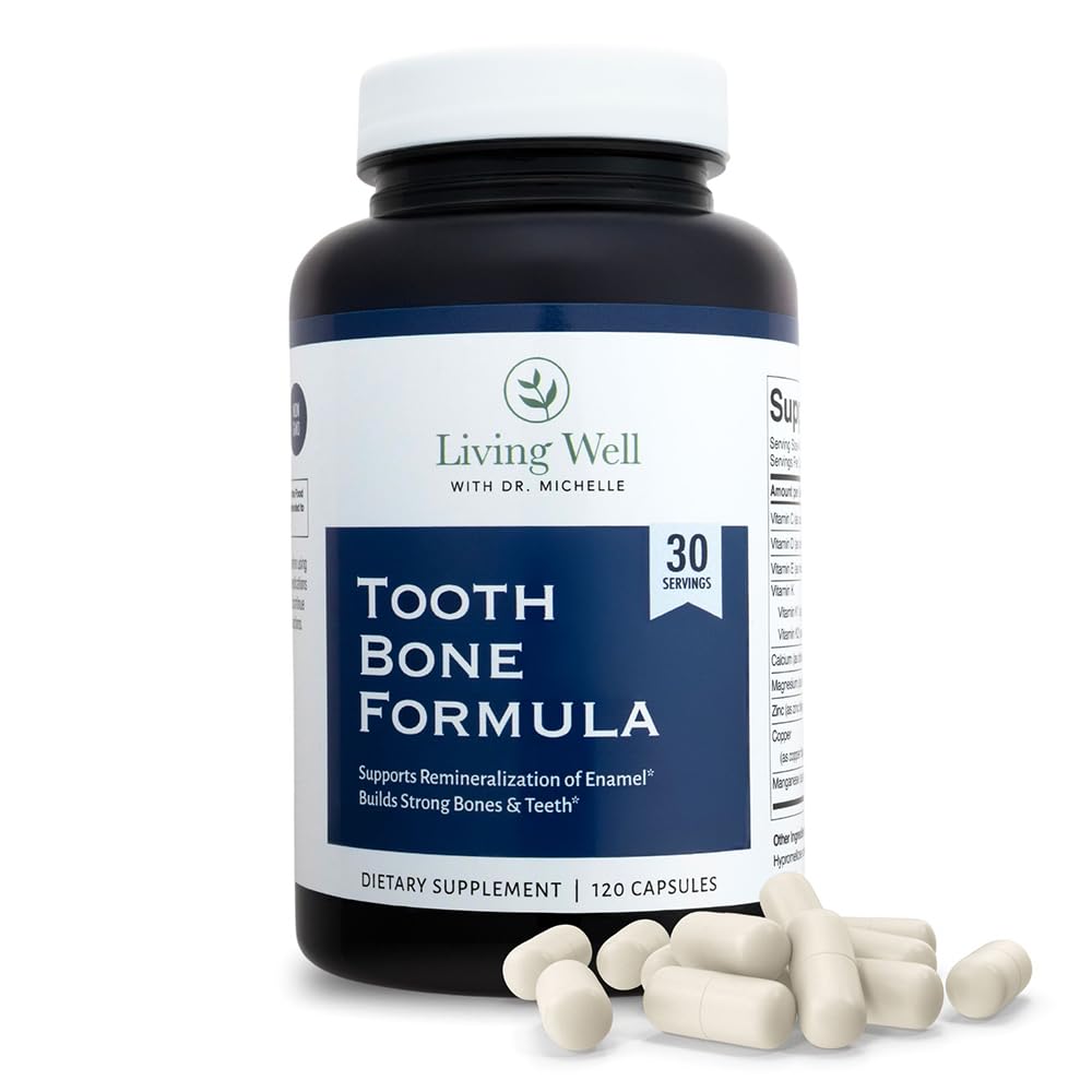 Goed leven met Dr. Michelle Tand & Bone Formula - supplement met calcium voor bot sterkte & tand Emaill Support, D3 + K2, 120 Capsules, Non-GMO, Glutenvrije