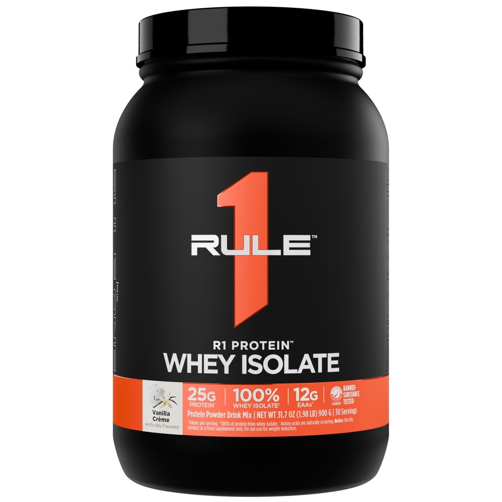 Artikel 1 R1 Proteïne Wei-isolaat - met 25 g eiwit & 6 g BCAA uitsluitend afkomstig van geïsoleerde en gehydrolyseerde bronnen voor het herstel van de training (2 ponden*, Vanilla Créme)