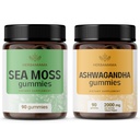 HERBAMAMA Sea Moss and Ashwagandha Kit - Bundle of 1600 mg Sea Moss with Bladderwrack & Ashwagandha Root Gummies - Vegan, Non-GMO, Gelatine-Free - 2 Pack
