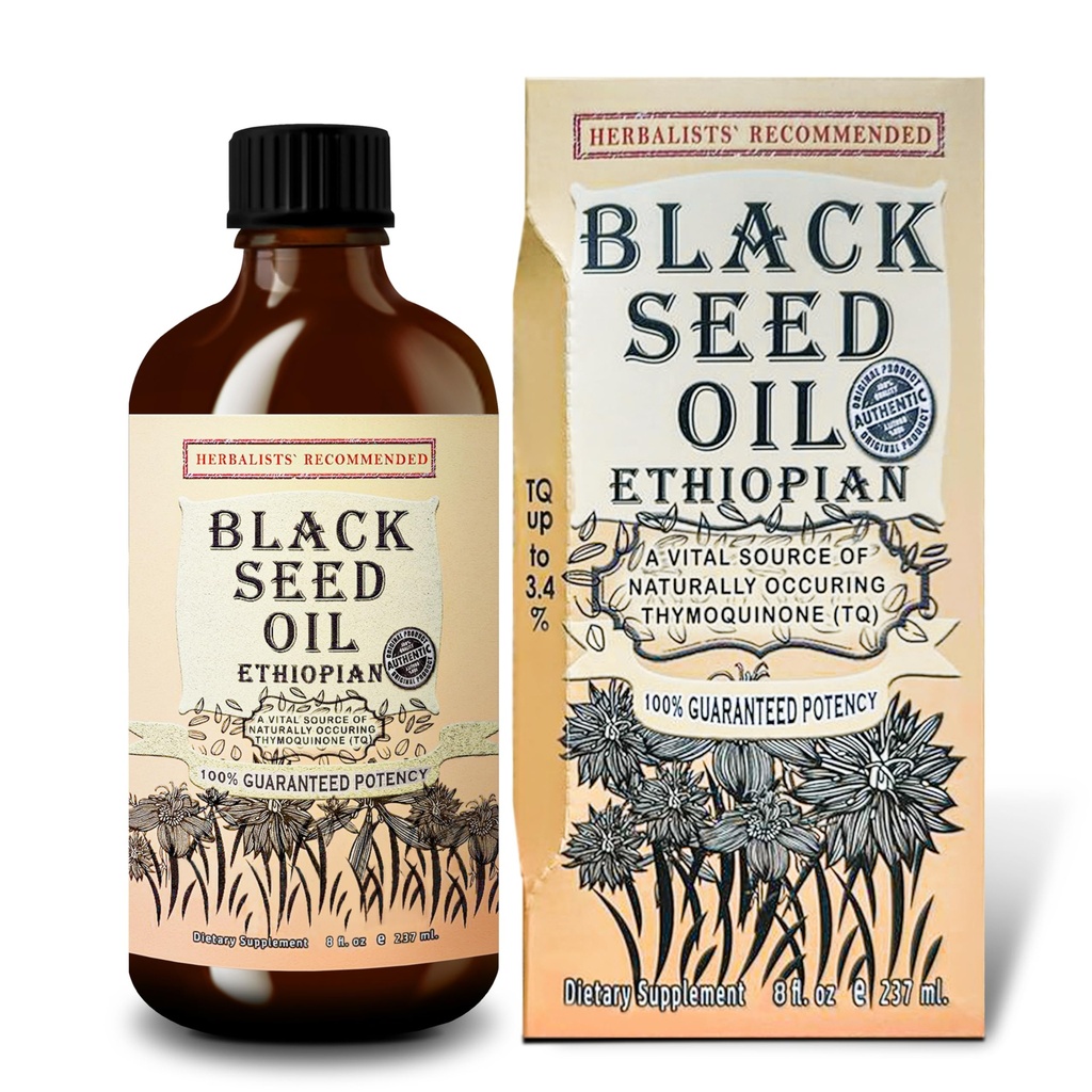 Black Seed Oil 8 oz - Cold Pressed Ethiopische zwarte komijn Nigella Sativa, 3X Thymochinon, 100% Pure & Organic Liquid in Glass Bottle - Ondersteunt Immune, Haar, en huidgezondheid