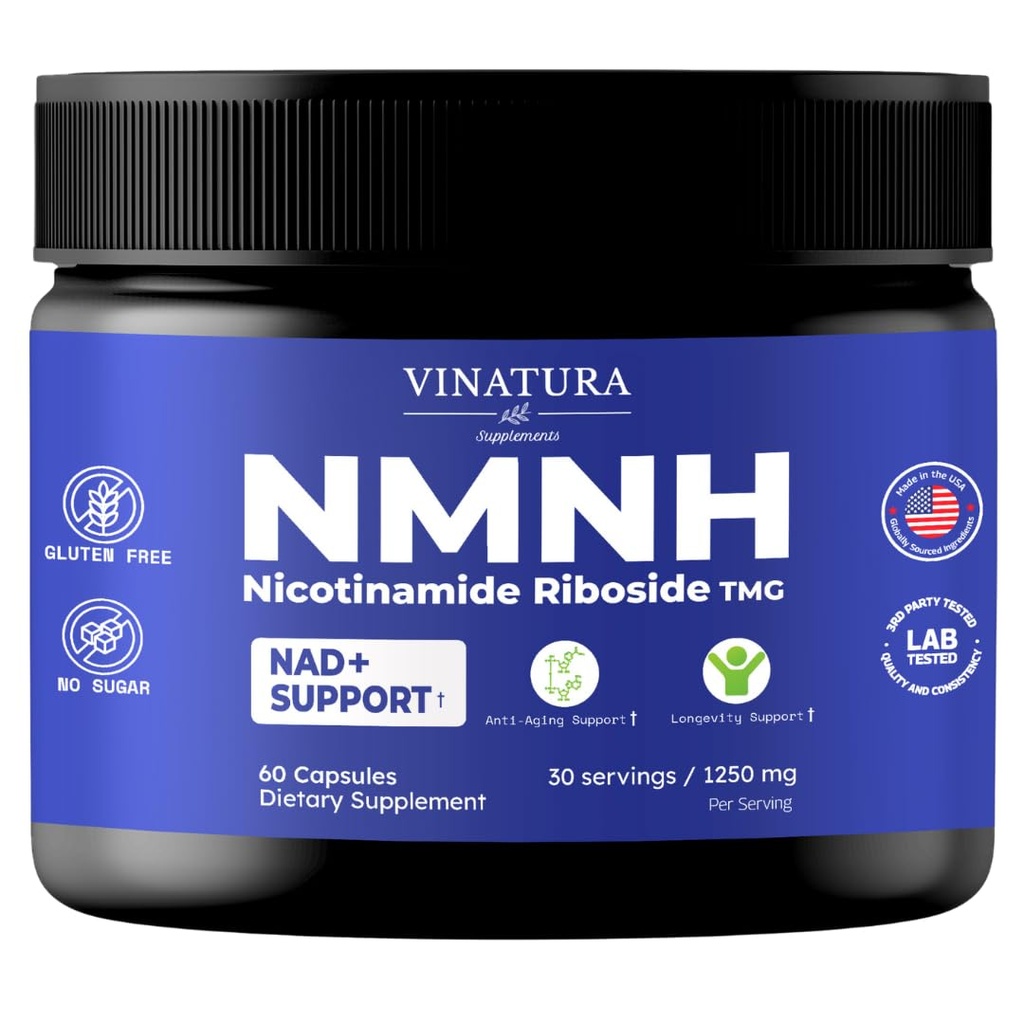 VINATURA NMNH (NMN Supplement Alternatief) Nicotinamide Riboside & TMG - NAD Supplement for Anti-Aging - 60 Capsules