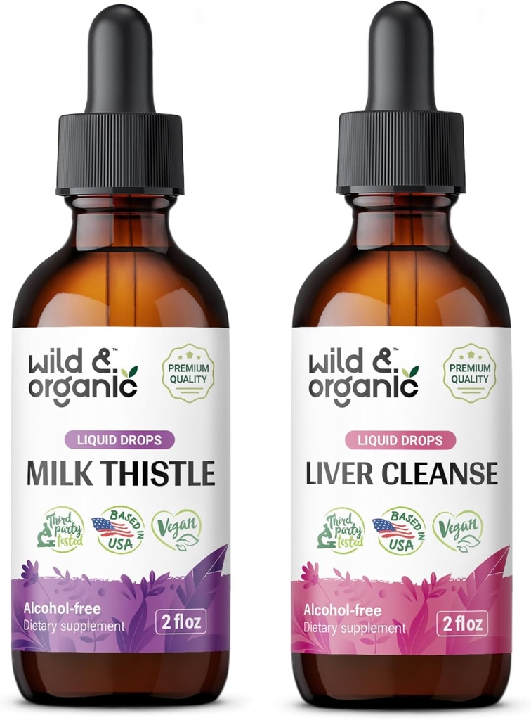 Wild & Organic Milk Thistle Tinctuur 2 fl oz & Lever Reiniging Tinctuur 2 fl oz